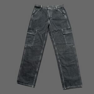 Levi's Silvertab Loose Cargo Denim Jeans Faded Black Irreregular Size 30x32 NWT